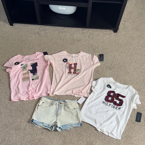 Tommy Hilfiger/Lucky Brand Bundle: Includes (4 Pieces- 3 TH Shirts/1 LB shorts)